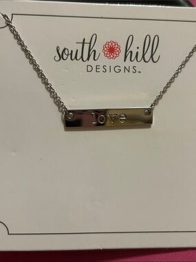 South Hill Designs Silver "Love" Bar Necklace